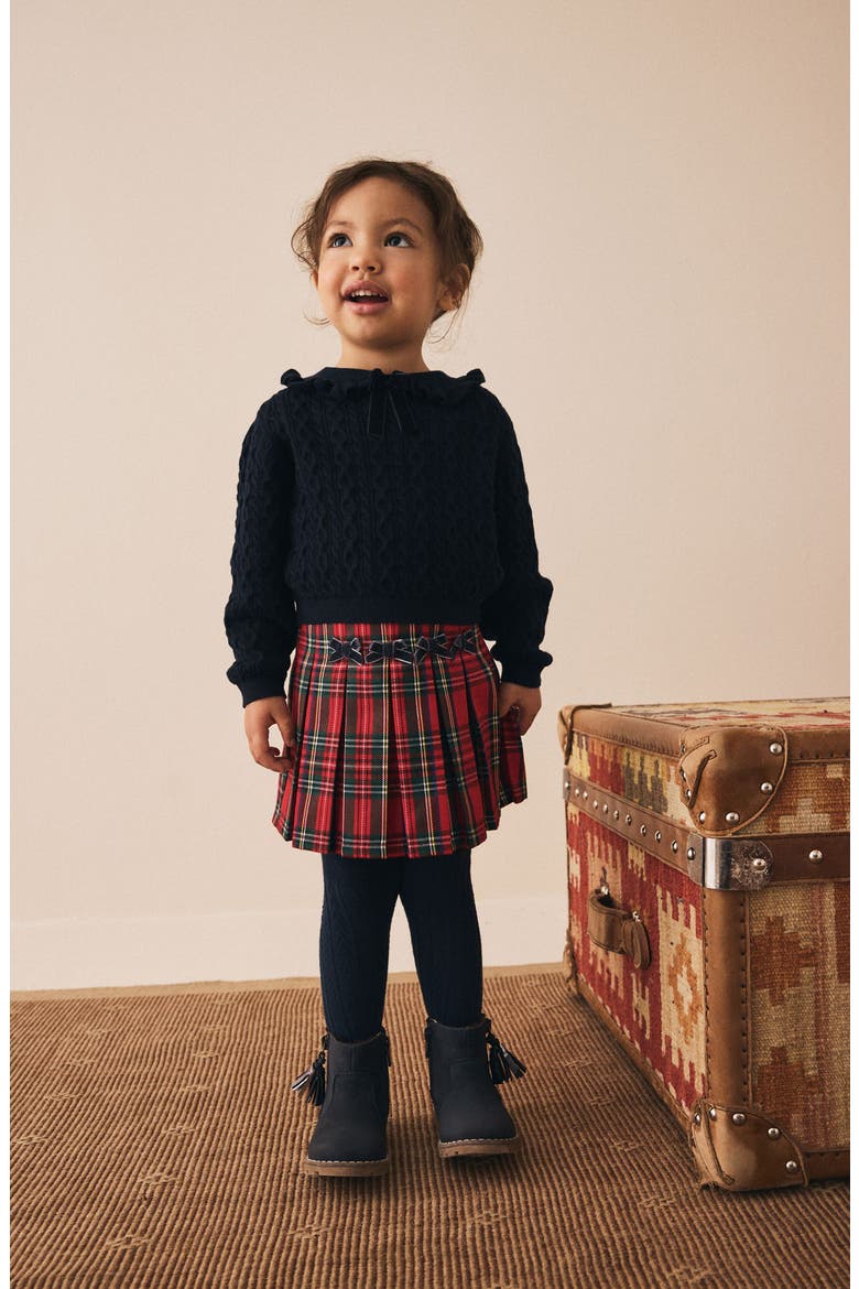 Kids' Bow Cotton & Cashmere Sweater, Alternate, color, BLUE
