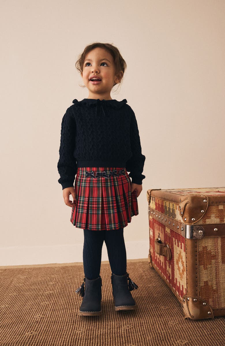 NEXT Kids' Bow Cotton & Cashmere Sweater, Alternate, color, Blue