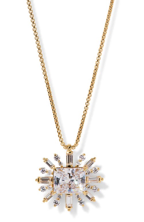 Nadri Stellar Full Halo Cubic Zirconia Pendant Necklace In Gold