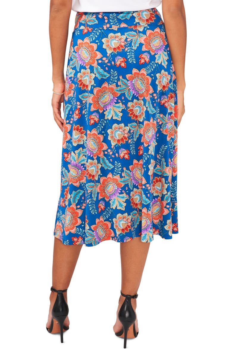 Chaus Floral Midi Skirt, Alternate, color, Blue/ Red/ Multi