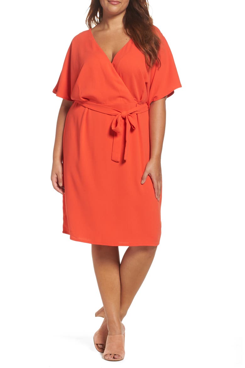 Tie Waist Kimono Dress, Main, color, RED