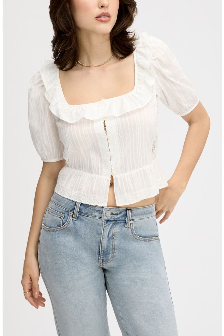 Peasant Peplum Cotton Button-Up Top, Main, color, BRIGHT WHITE