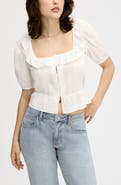 Sam Edelman Peasant Peplum Cotton Button-Up Top
