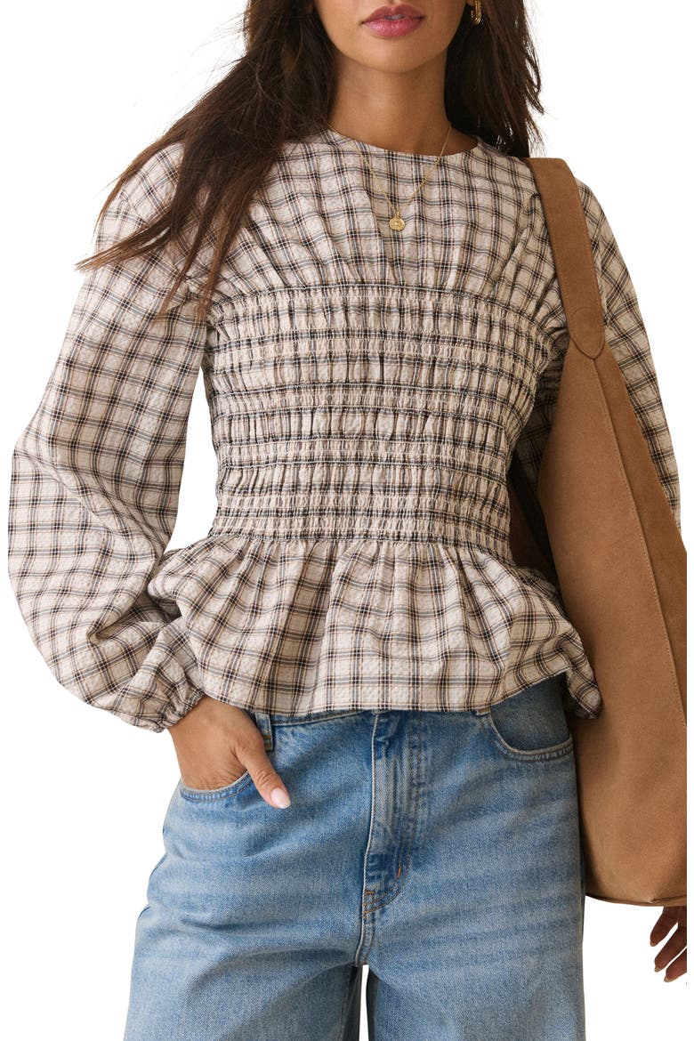 Charlize Peplum Top, Main, color, CREAM