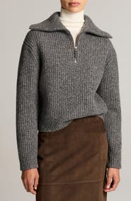 Vince Sailor Collar Half Zip Sweater