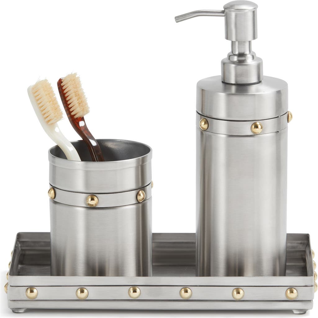 Roselli Trading Company Rivets 3-piece Bathroom Set In Silver