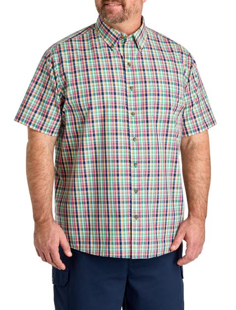 Big & Tall Easy-Care Small Plaid Sport Shirt V4