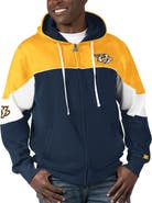 STARTER Men's Starter  Navy/Gold Nashville Predators Power Forward Full-Zip Hoodie