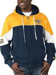 STARTER Men's Starter  Navy/Gold Nashville Predators Power Forward Full-Zip Hoodie