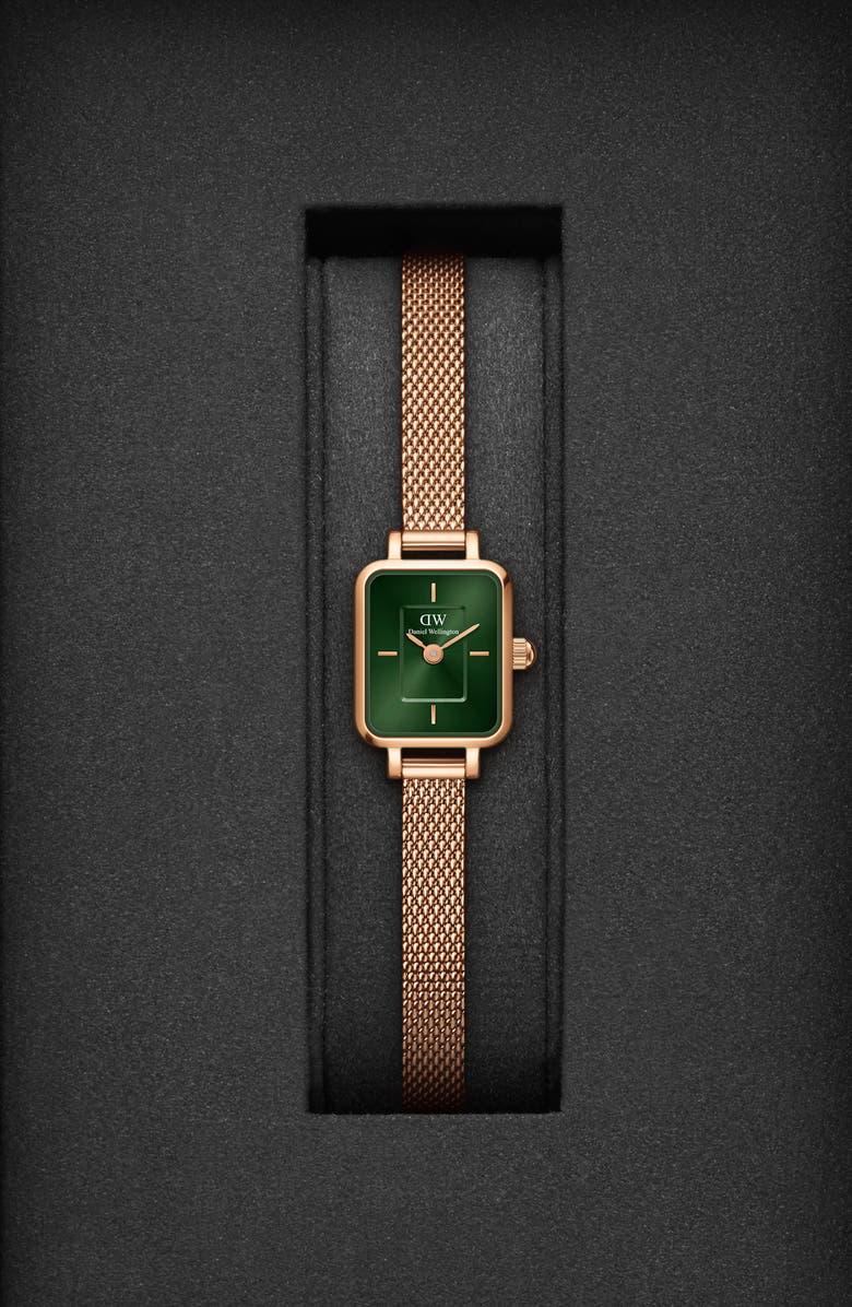 Daniel Wellington Quadro Mini Mesh Strap Watch, 15.4mm x 18.2mm, Alternate, color, Rose Gold