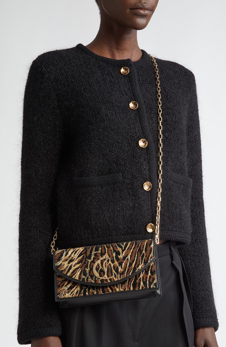 Christian Louboutin Loubi54 Sequin & Leather Clutch, Alternate, color, Black/ Multi/ Gold