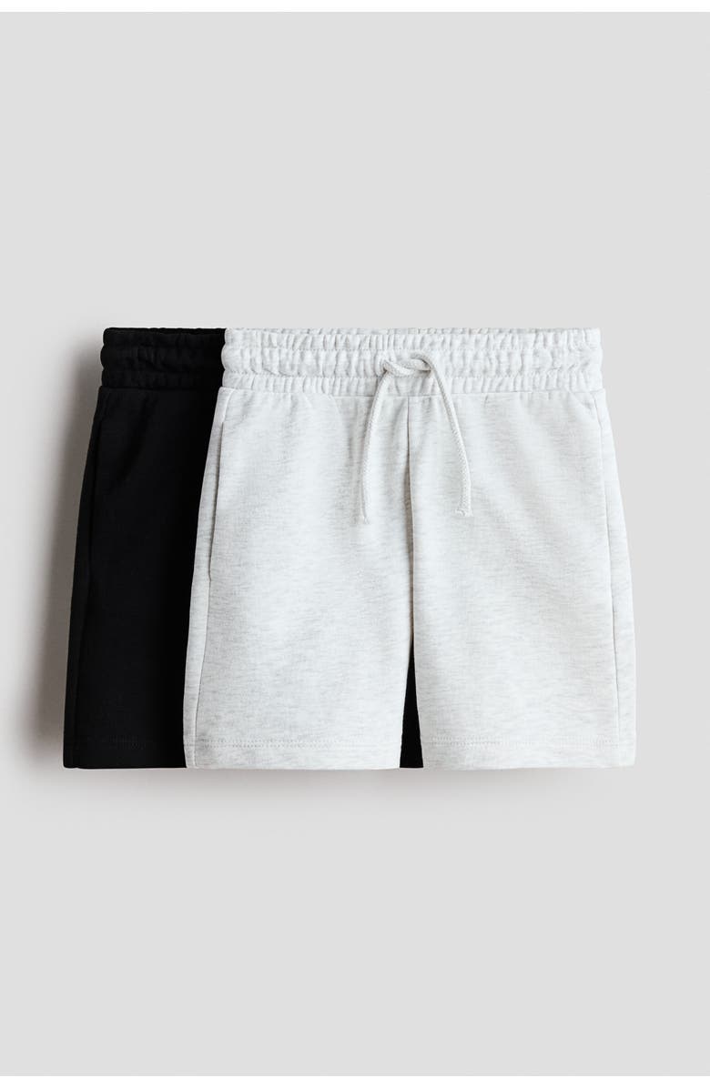 H&M 2-pack Sweatshorts, Main, color, Black/Light Gray Melange