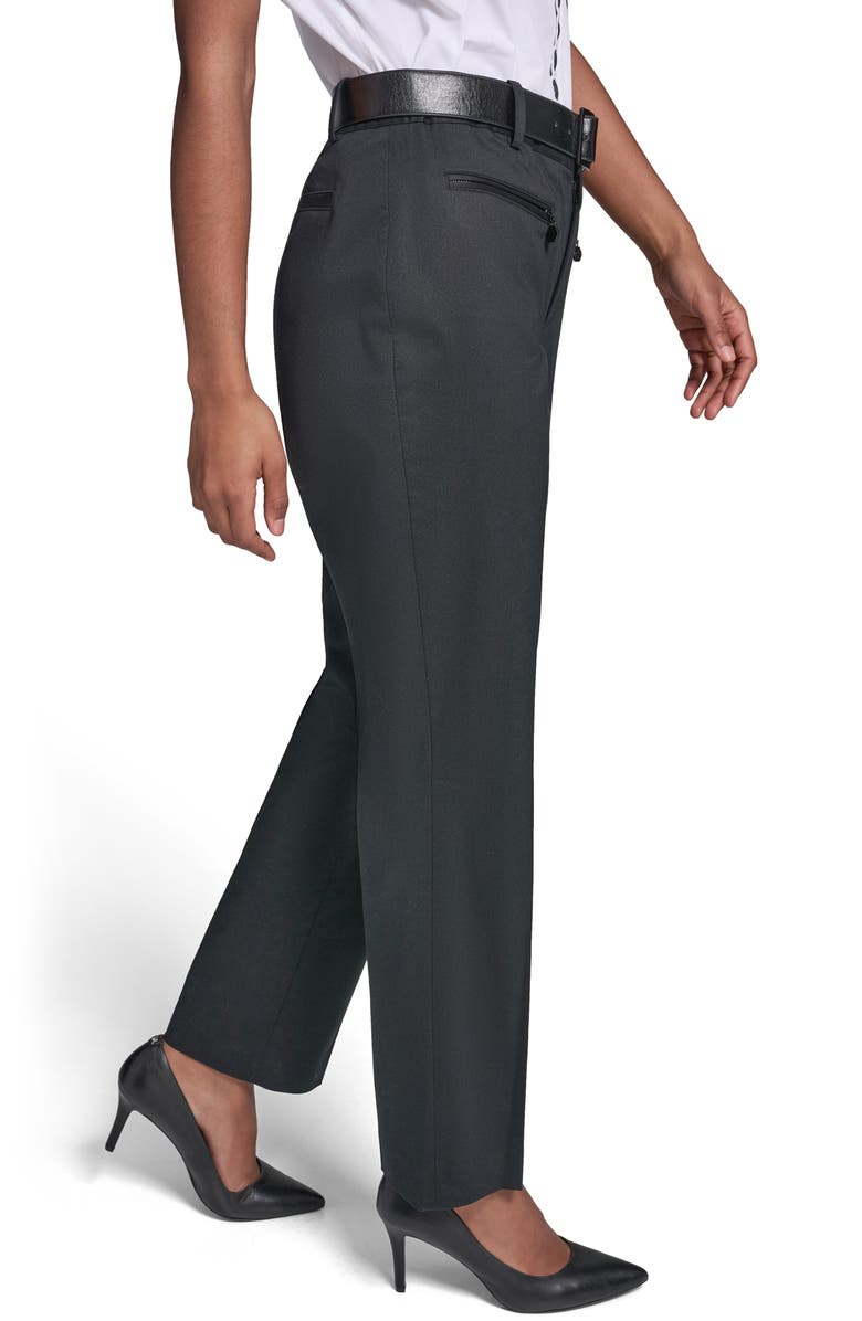 KARL LAGERFELD PARIS Mid Rise Belt Pants, Alternate, color, 