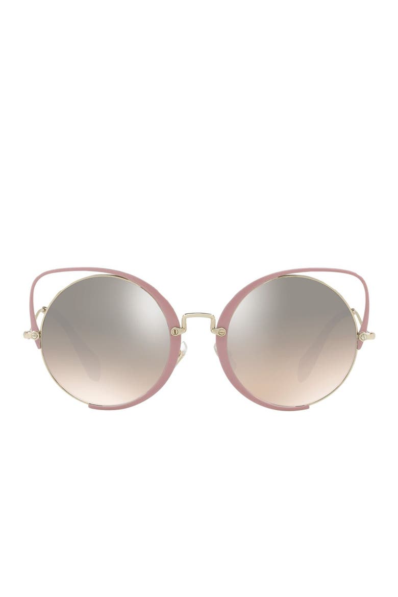 54mm Round Lens Cat Eye Sunglasses, Main, color, PALE GOLD