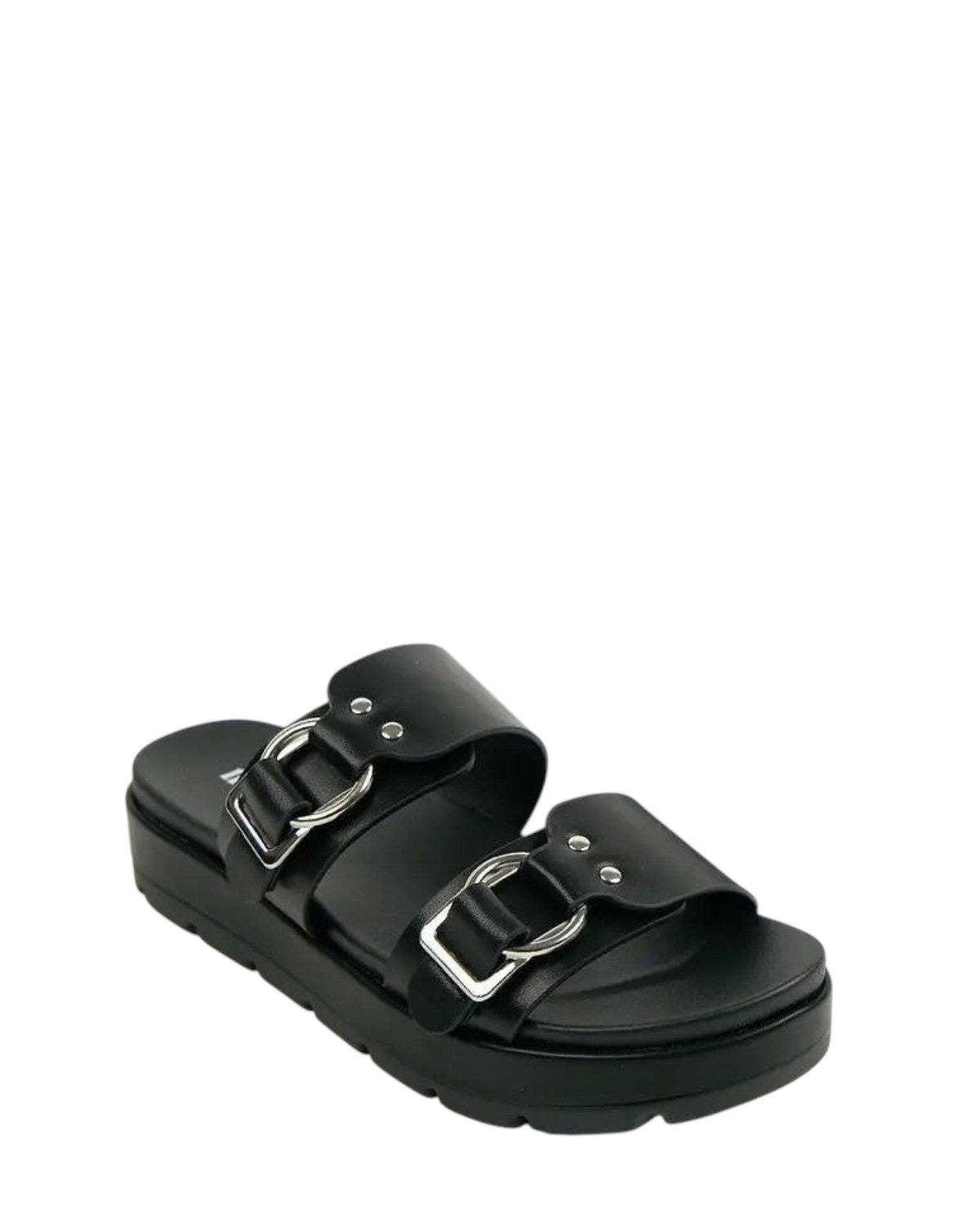 Litmus Open Round Toe Sandal, Main, color, Black Pu