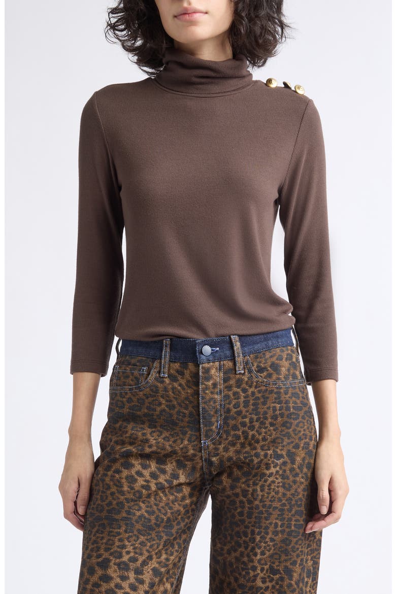 Aja Turtleneck Top, Main, color, DARK JAVA/ GOLD