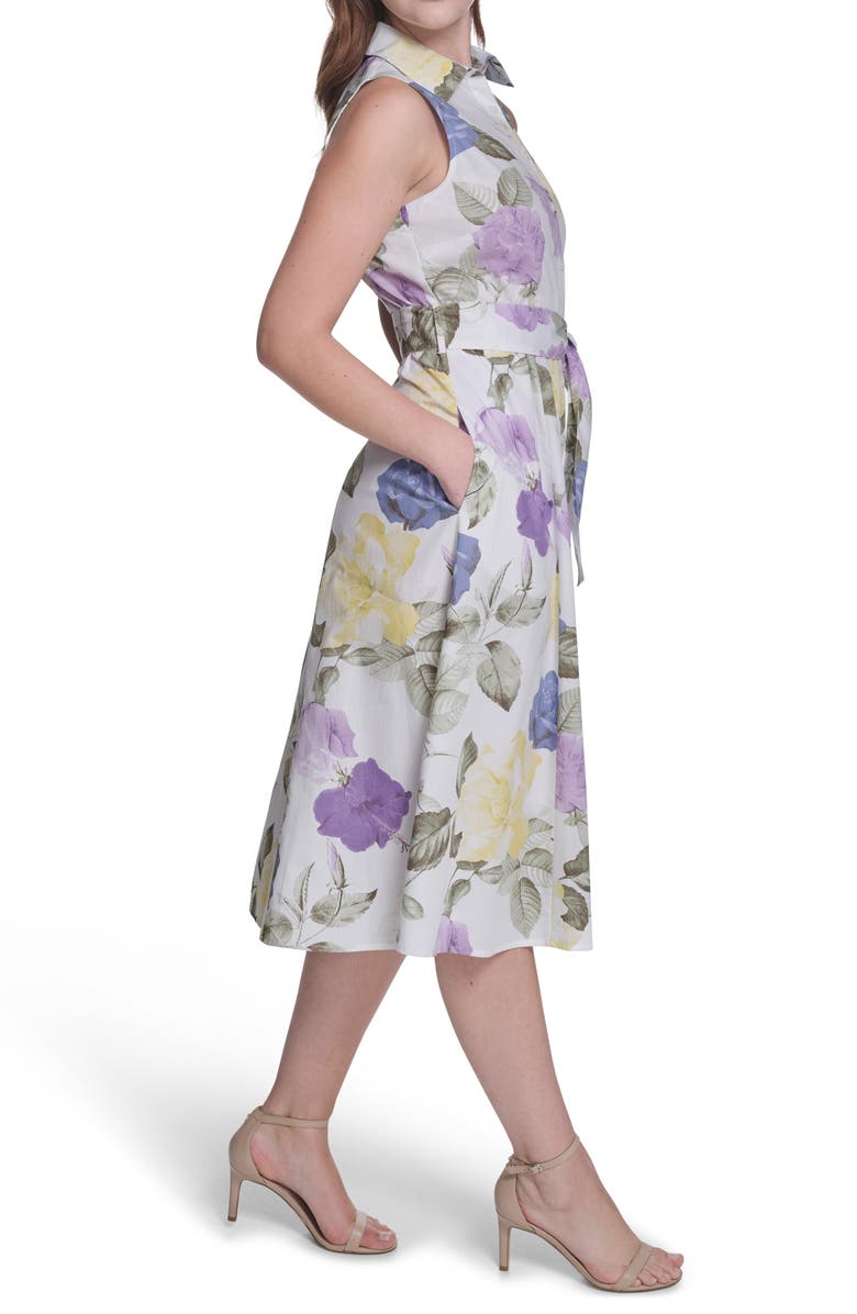 Calvin Klein Sleeveless Cotton Shirtdress, Alternate, color, 