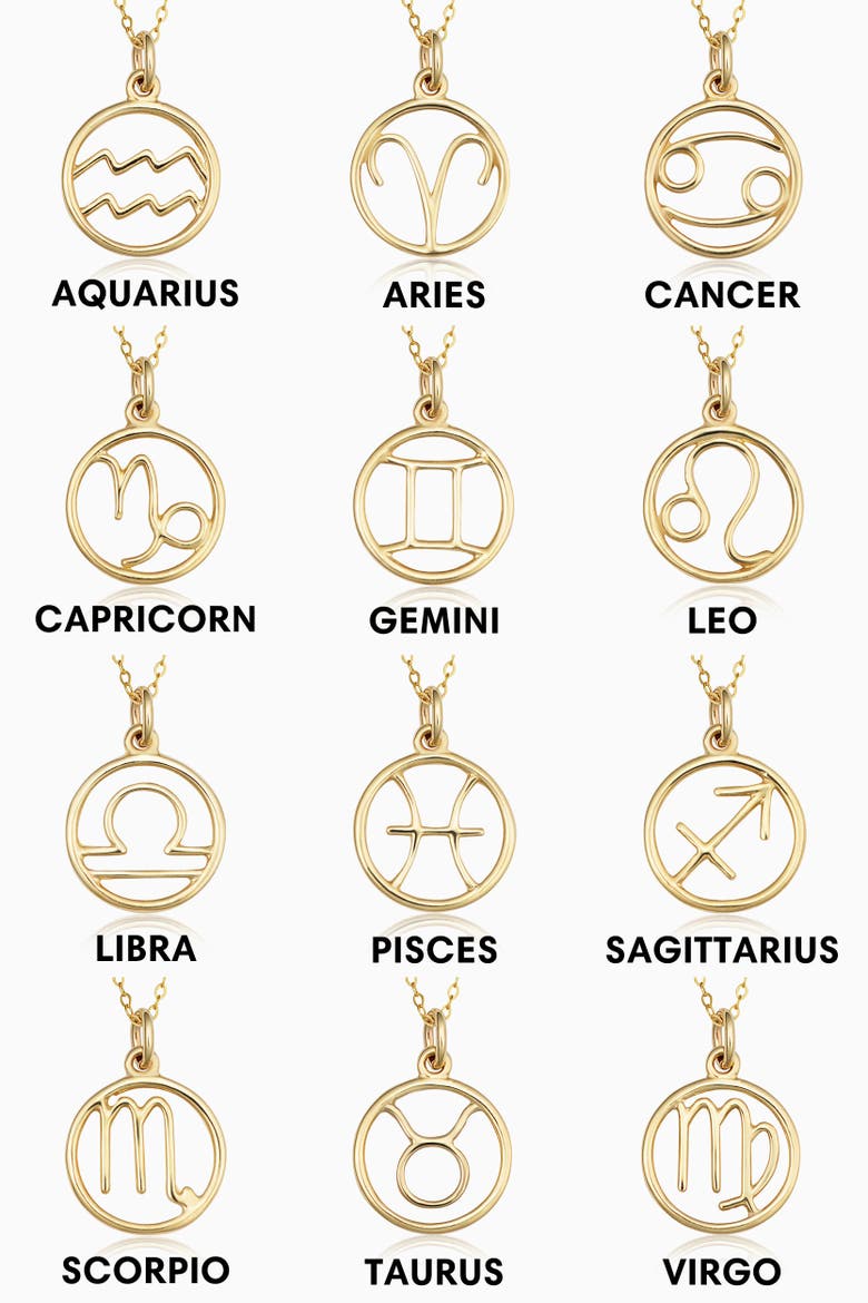 14K Gold Zodiac Pendant Necklace, Alternate, color, Aries