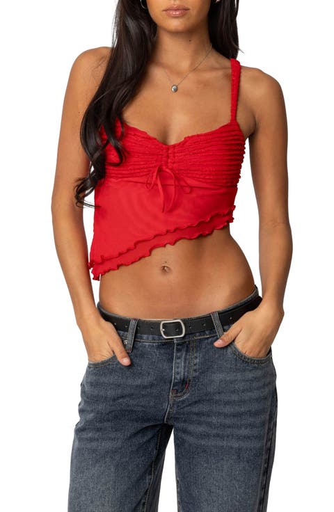 Ruffle Asymmetric Crop Top