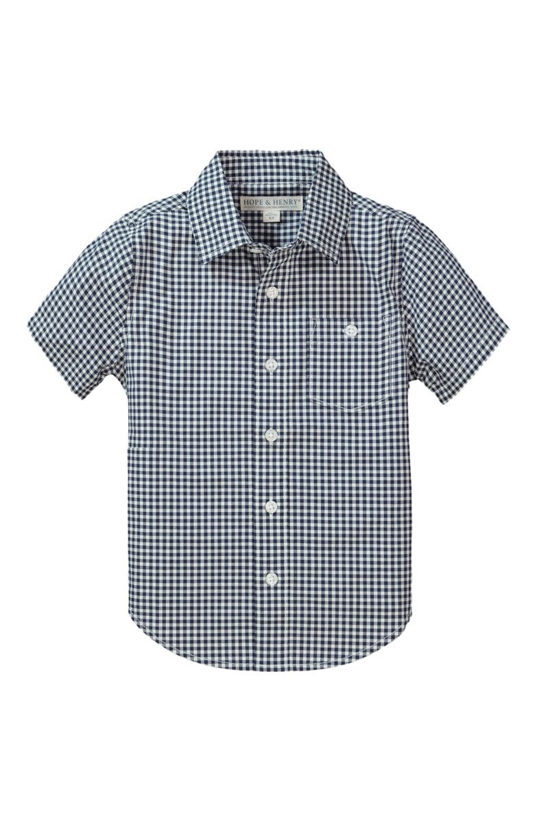Hope & Henry Baby Boys' Poplin Short Sleeve Button Down Shirt, Infant, Main, color, 