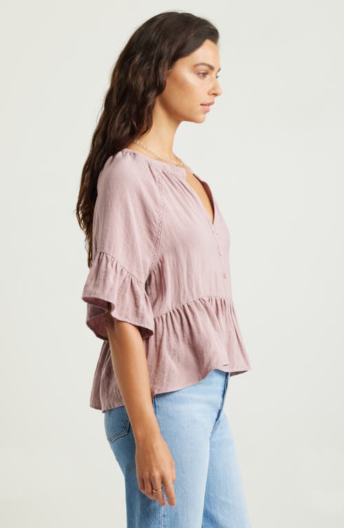 Treasure & Bond Ruffle Peplum Top In Pink Timber