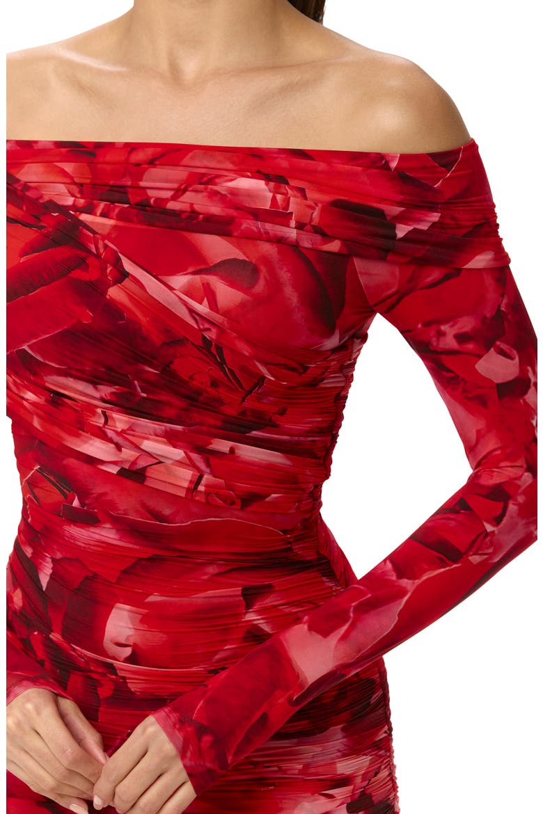 Bare Body Print Off the Shoulder Long Sleeve Midi Dress, Alternate, color, ROUGE ROSE