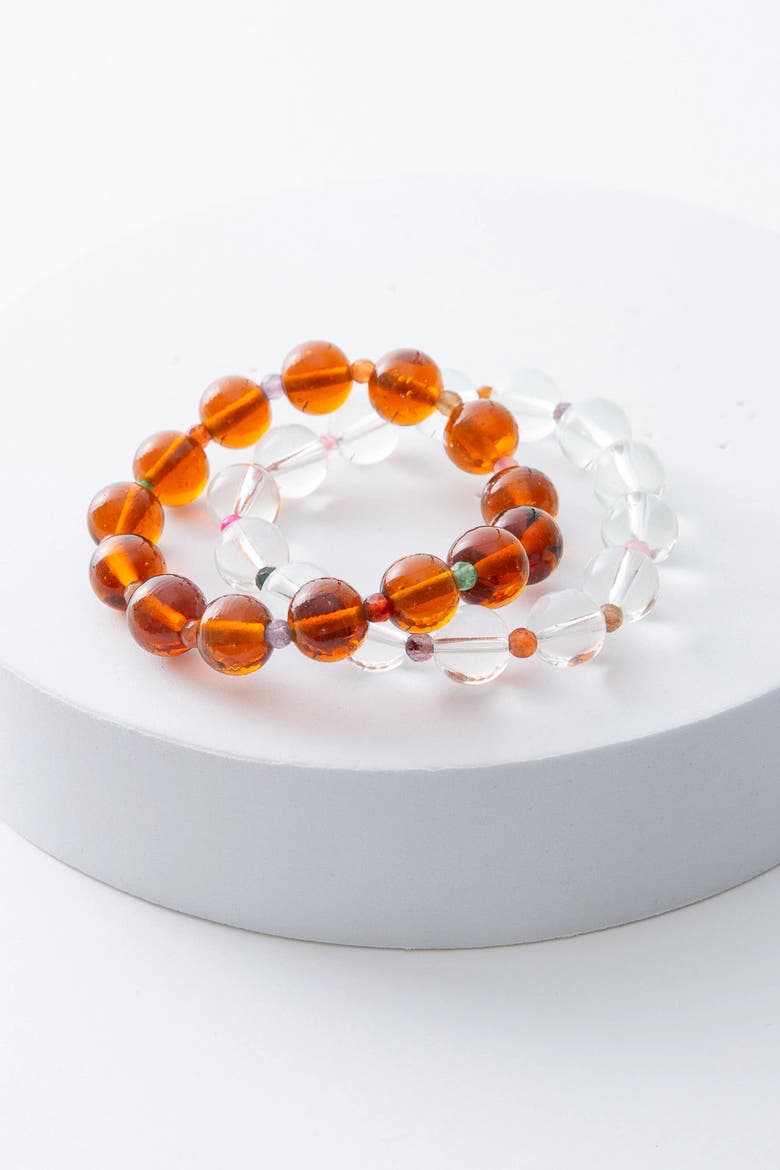 Lucid Glass Bracelet Set, Main, color, Red