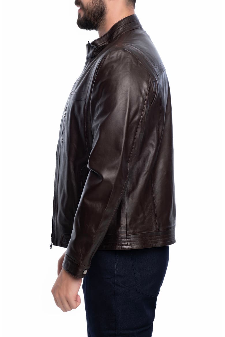 Lisbon Leather Jacket, Alternate, color, DARK BROWN