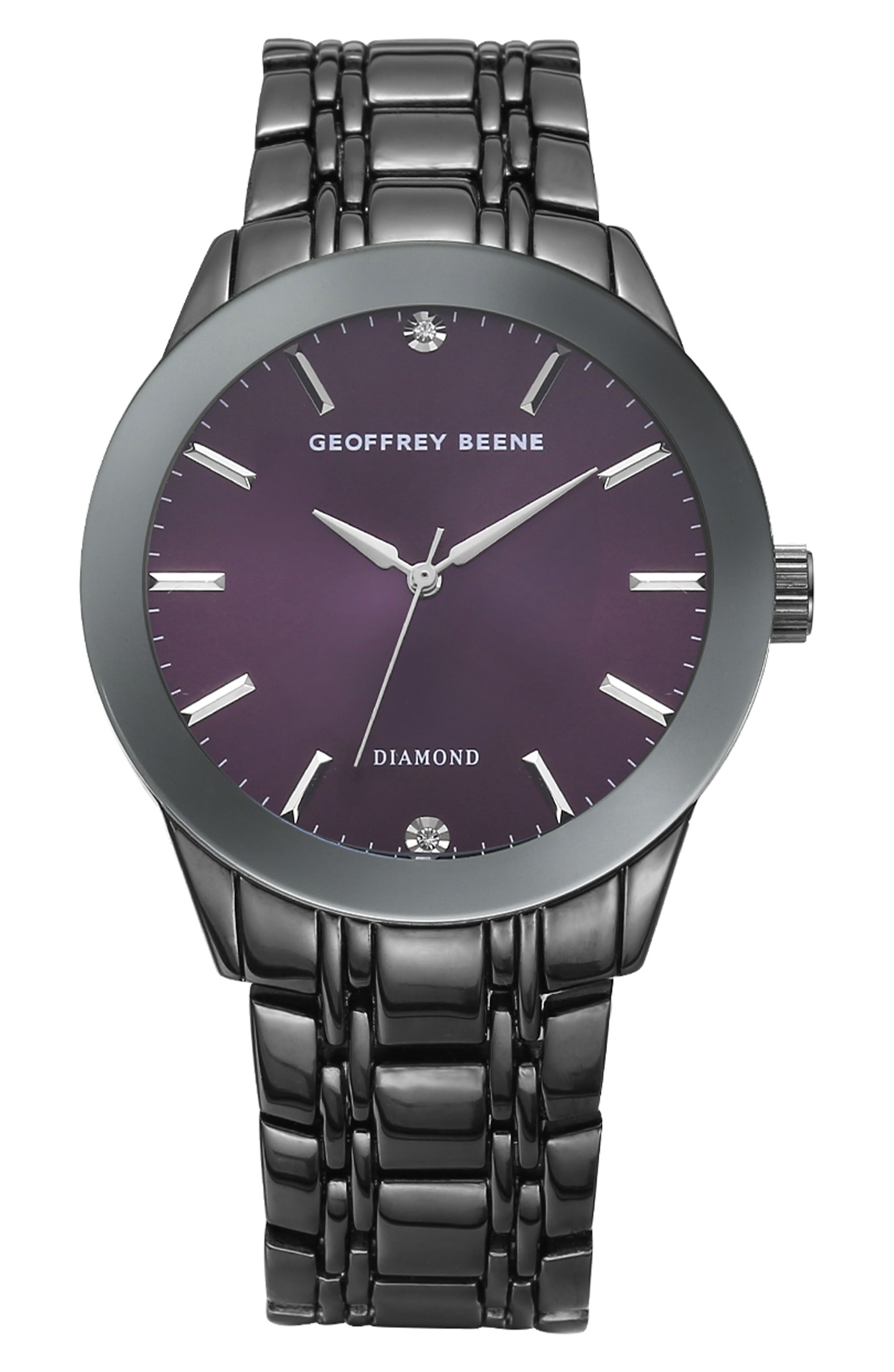 GEOFFREY BEENE Genuine Diamond Bracelet Watch, 41mm - 0.001ct.