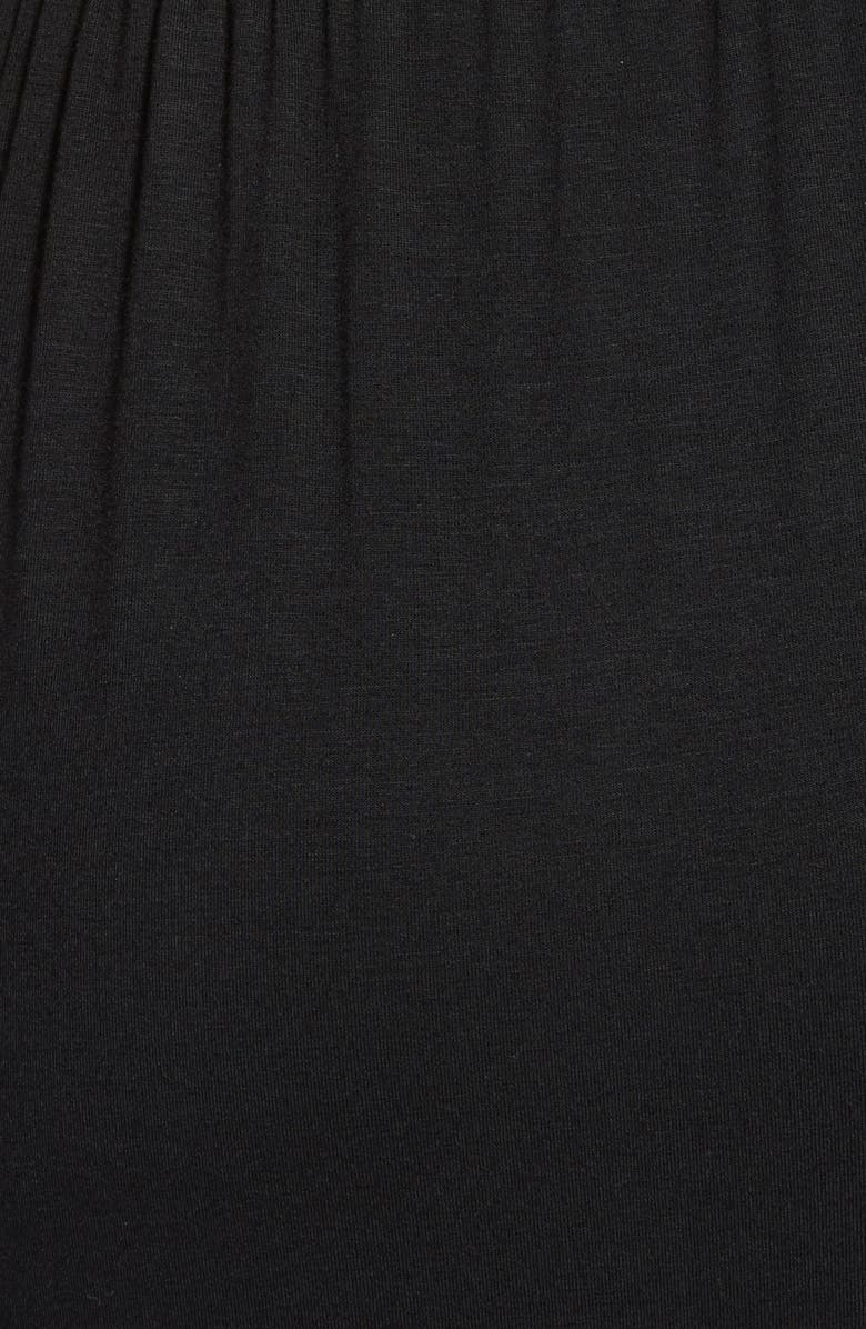 Loveappella Cap Sleeve Faux Wrap Jersey Maxi Dress, Alternate, color, Black