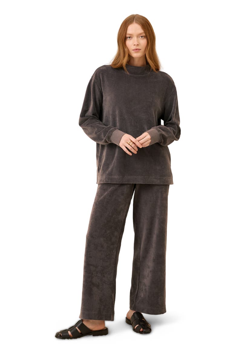 Organic Cotton Pure Velour Wide Leg Pant, Main, color, Graphite