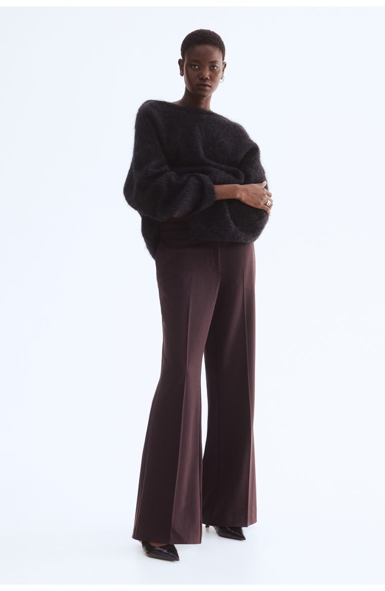 H&M Flared Tailored Trousers, Main, color, Dark Brown