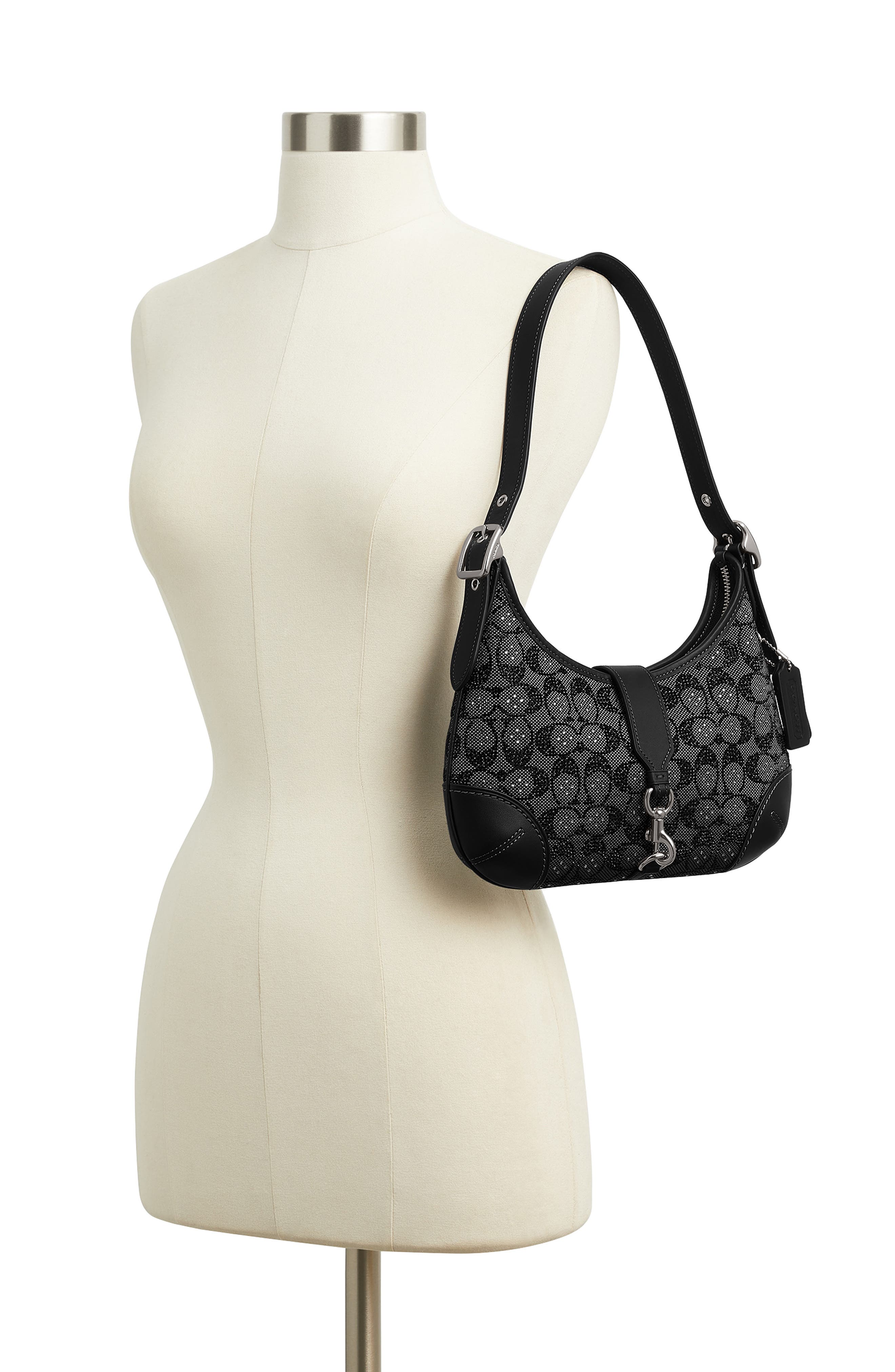 COACH Hamptons Crystal Signature Jacquard Hobo Bag, Alternate, color, 