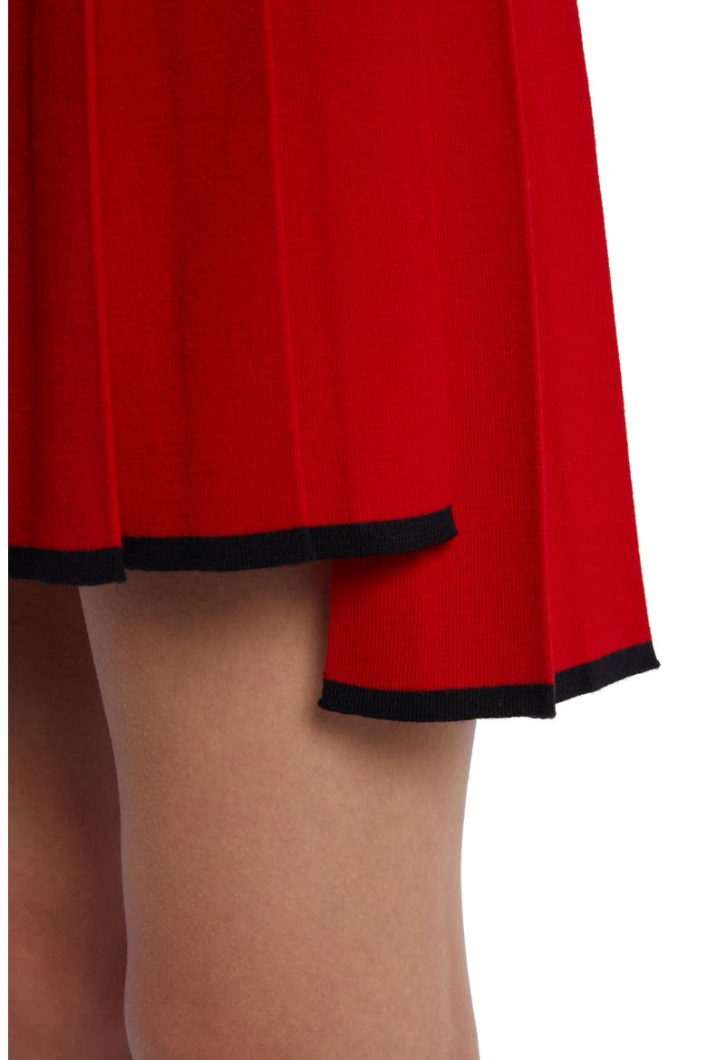 Tipped Step Hem Pleated Wool Blend Skirt, Alternate, color, RED