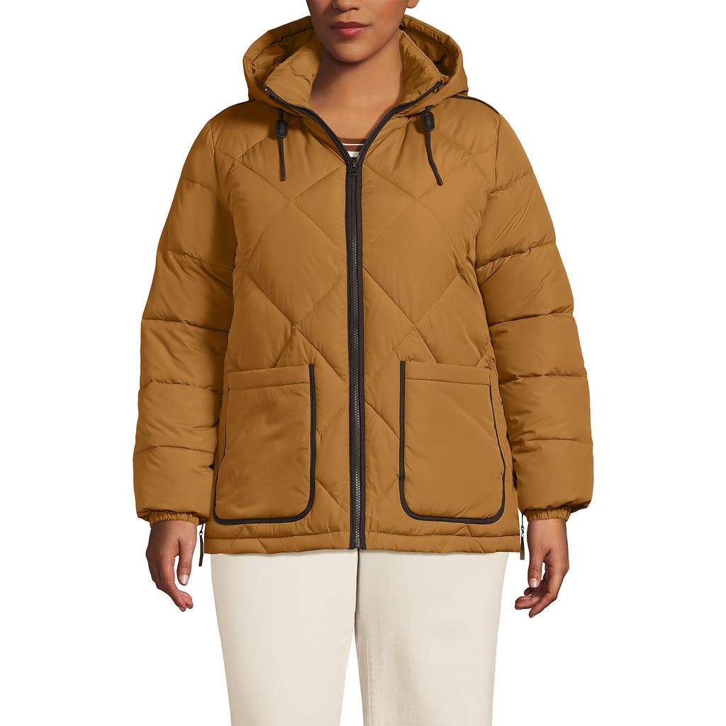 Lands' End Featherfree Insulated Diamond Quilted Jacket In Brown