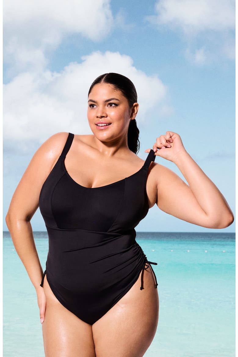 Plain Sailing Adjustable One-Piece Swimsuit, Alternate, color, BLACK