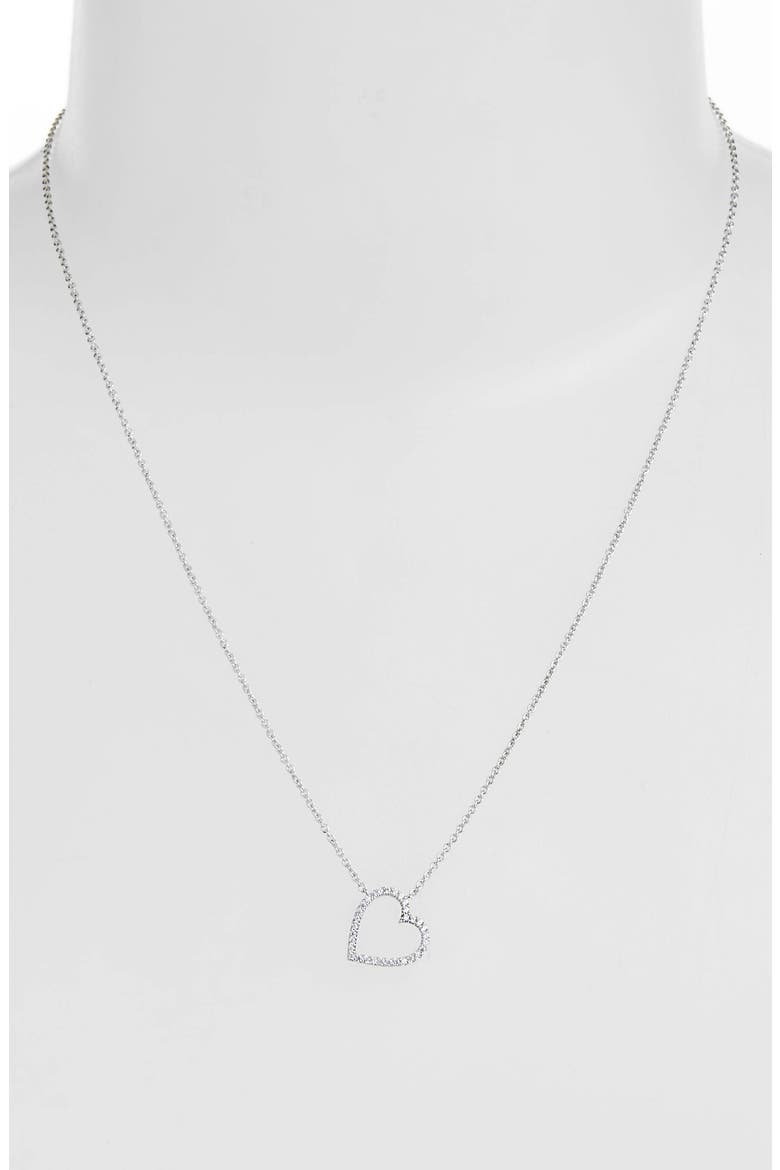 Cubic Zirconia Heart Pendant Necklace, Alternate, color, SILVER