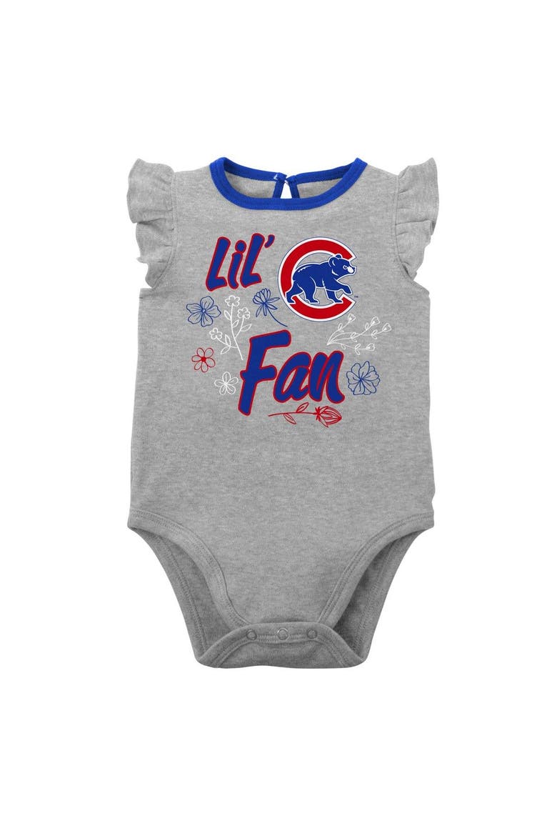 Infant Royal/Heather Gray Chicago Cubs Little Fan Two-Pack Bodysuit Set, Alternate, color, Royal