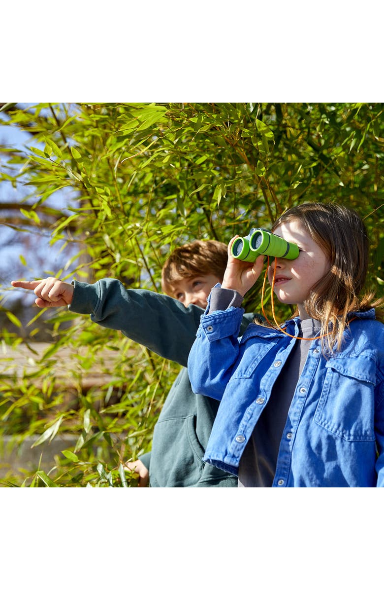 HABA Terra Kids Children's Binoculars with Compact Case, Children's Outdoor Scientific Toy with 4X Magnification, Alternate, color, Green Multi