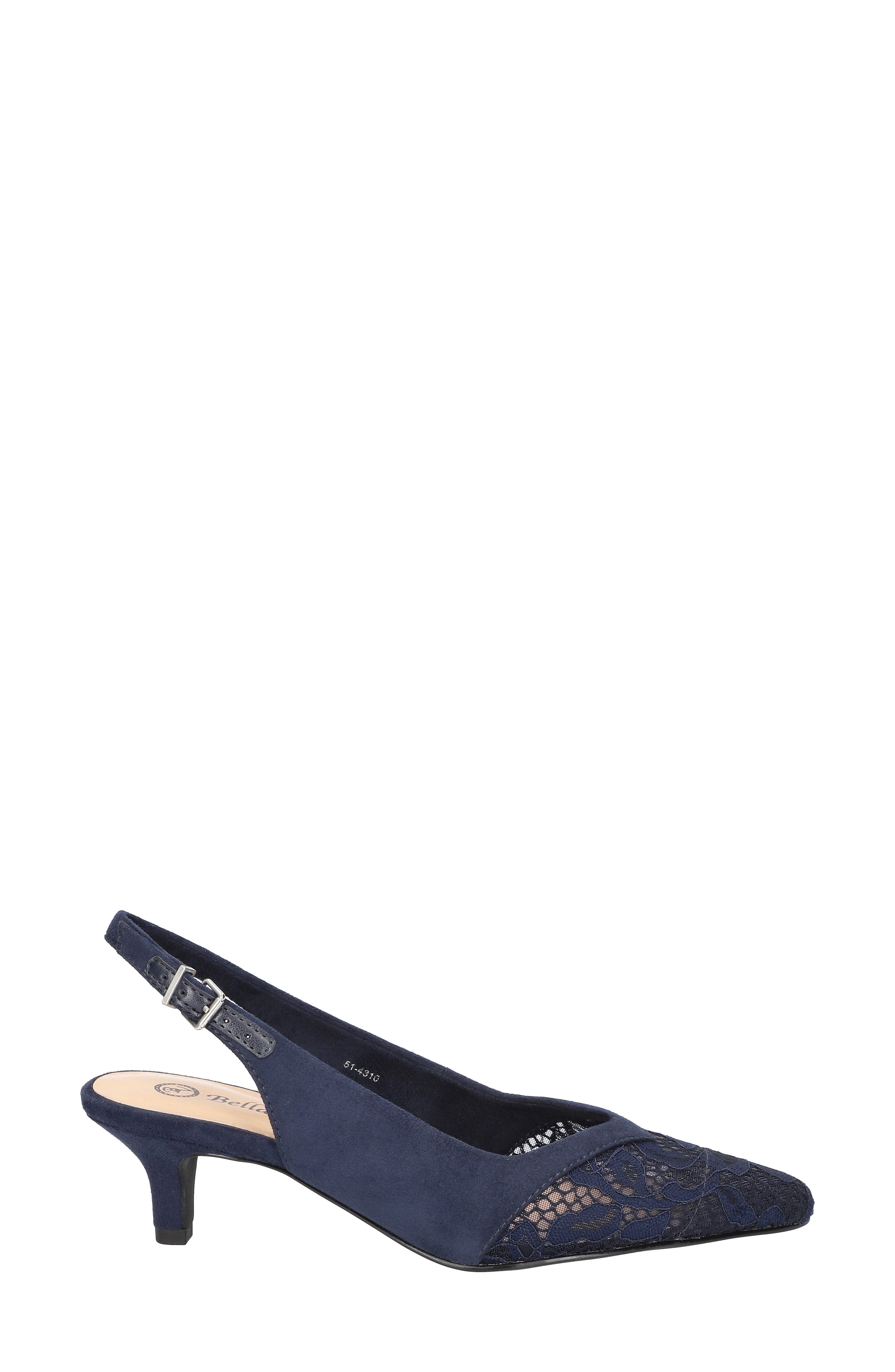Bella Vita Marquette Slingback Kitten Heel Pump, Alternate, color, Navy Suede