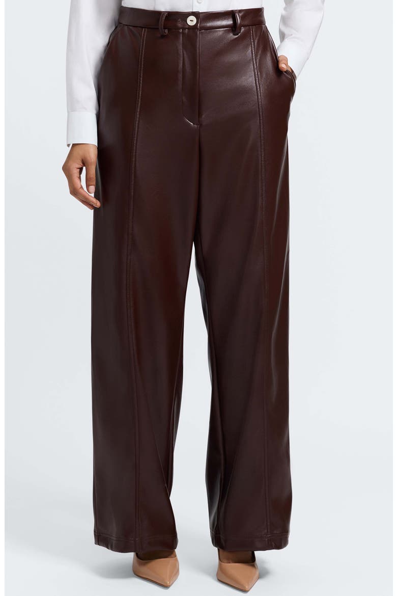 Ciara Wide Leg Faux Leather Pants, Main, color, CHICORY COFFEE