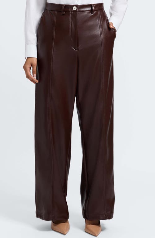 Foxcroft Ciara Wide Leg Faux Leather Pants In Brown