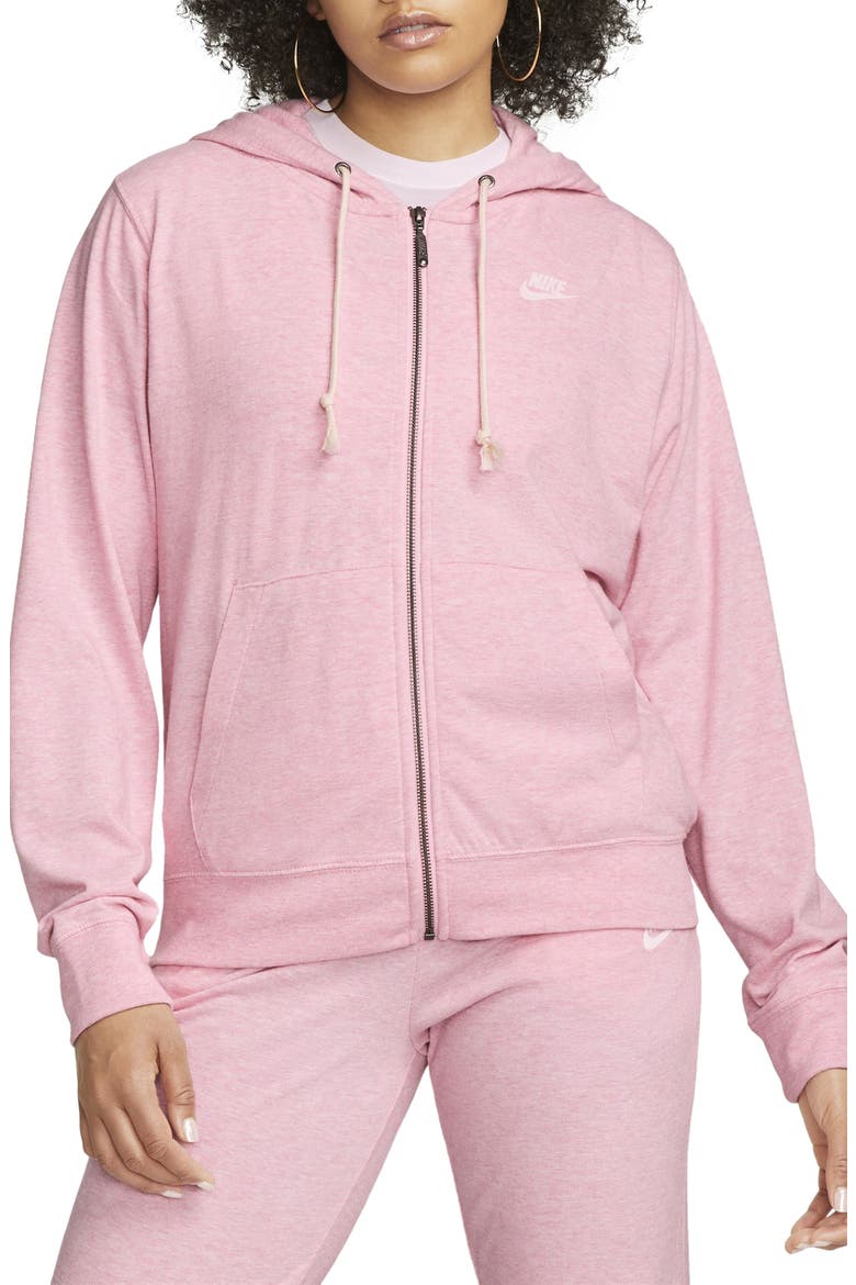 Gym Vintage Hoodie Jacket, Main, color, MEDIUM SOFT PINK/ WHITE