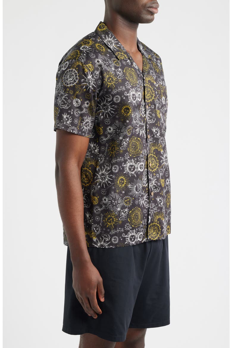 Sun Print Camp Shirt, Alternate, color, BLACK