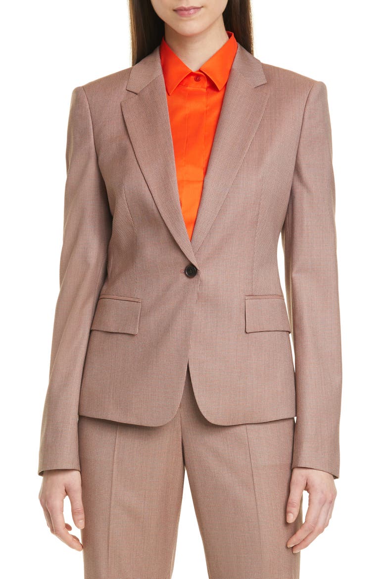 Jaxtina Check Wool Jacket, Main, color, SPICE FANTASY