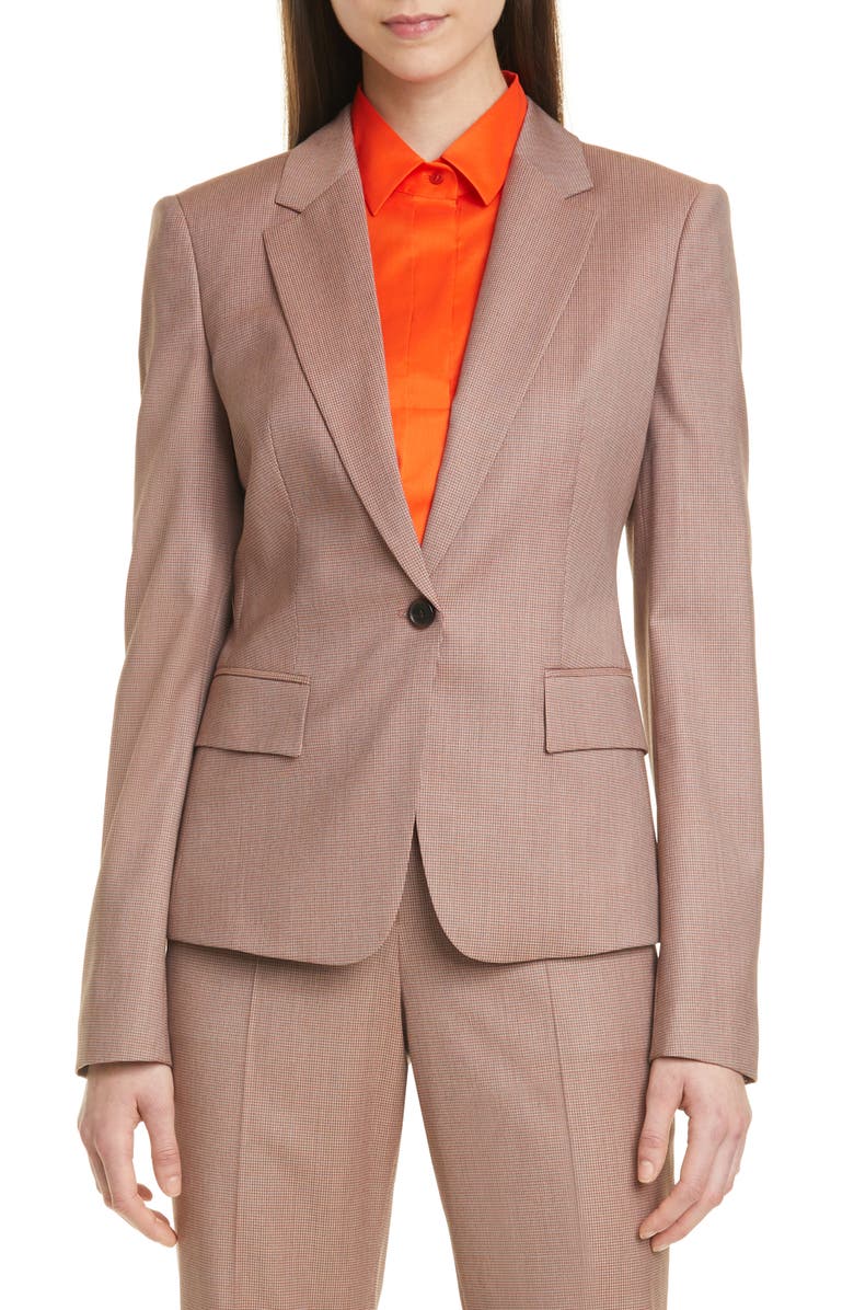 BOSS Jaxtina Check Wool Jacket, Main, color,