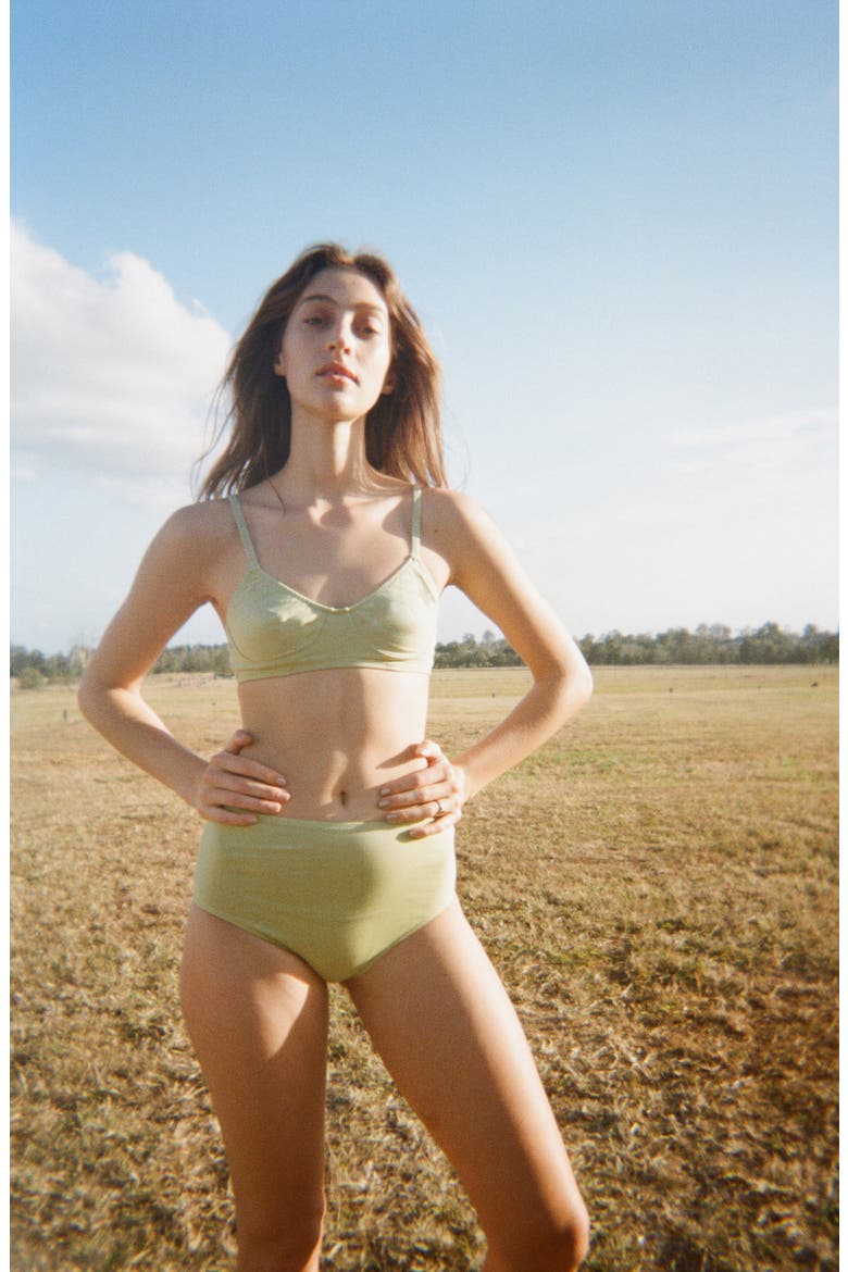 Plant Dyed Organic Cotton Full Cup Wire Free Bra, Alternate, color, SAGE