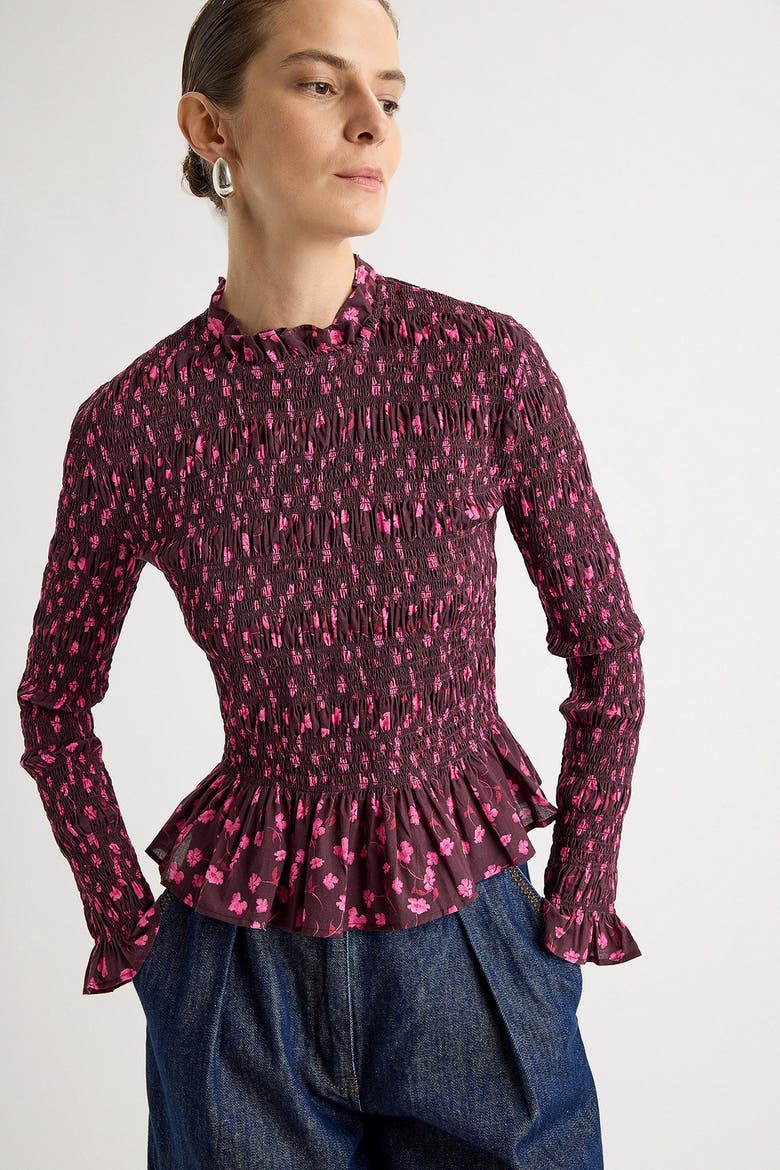 Norra Printed Top, Main, color, Berry Floral Print