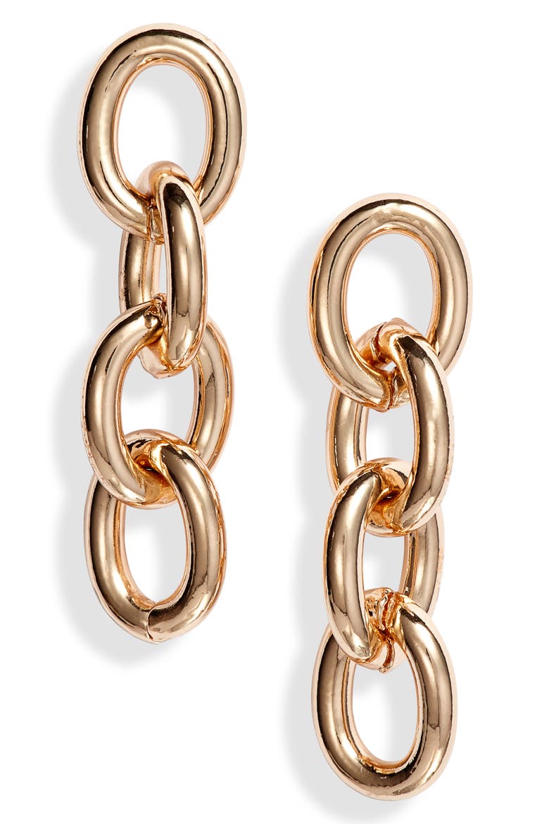Bobbi Chain Drop Earrings, Main, color, GOLD