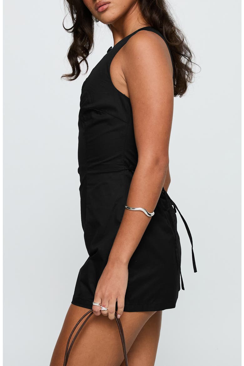 Etiquette Cutout Organic Cotton Skirted Romper, Alternate, color, BLACK